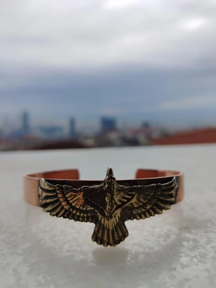 Pirinç Kartallı Bakır Bileklik Kartal Beşiktaş Bileklik El Yapımı Bakır Bileklik Aksesuar Takı Akseusuar Kutulu - 6