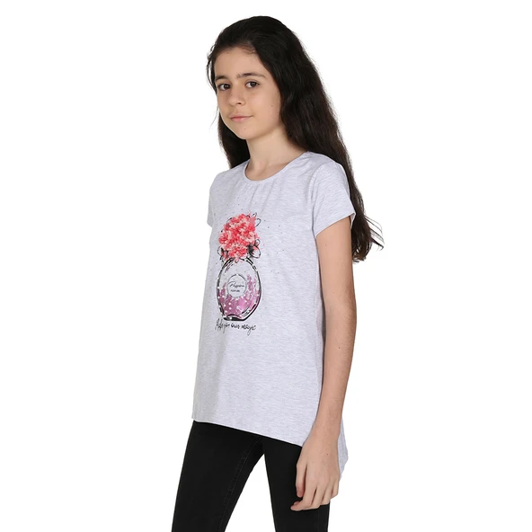 Toontoy Kız Çocuk Parfüm Nakışlı T-Shirt