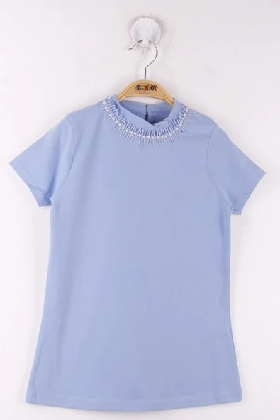 Toontoy Kız Çocuk Yaka Dantelli Okul Tişört - 5