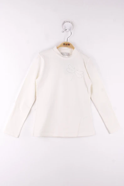 Toontoy Kız Çocuk Yusufçuk Taş İşlemeli Okul Tişört - 9