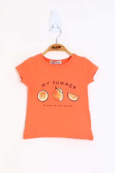 Toontoy Kız Çocuk My Summer Baskılı Arkası Nakış Detaylı Tişört - 9