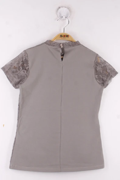 Toontoy Kız Çocuk Yaka Dantelli Okul Tişört - 2