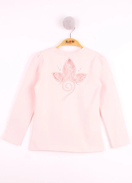 Toontoy Kız Çocuk Göğsü Çiçek Nakışlı T-Shirt - 9
