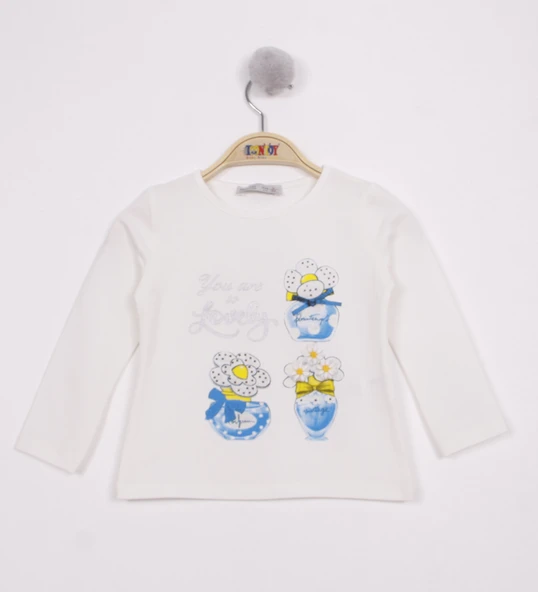 Toontoy Kız Çocuk Papatya Vazo Baskılı T-Shirt - 6