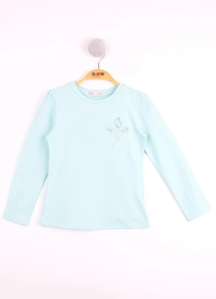 Toontoy Kız Çocuk Göğsü Çiçek Nakışlı T-Shirt - 10