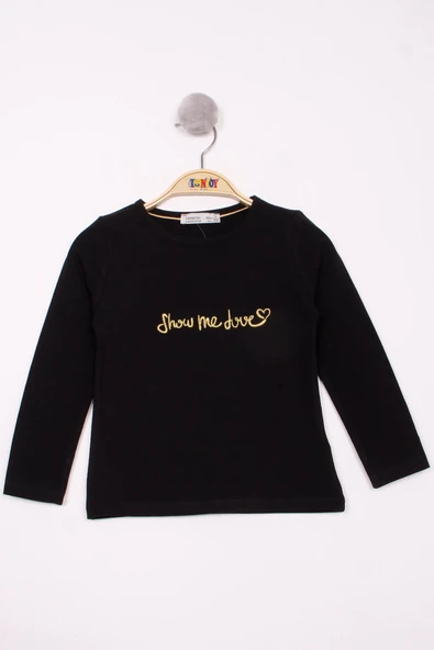 Toontoy Kız Çocuk Show Me Love Nakışlı T-Shirt - 6