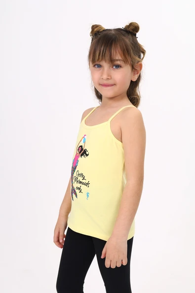 Toontoy Kız Çocuk Deniz Kızı Baskılı Pul İşlemeli Atlet - 2