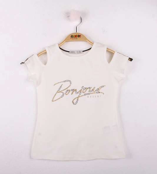 Toontoy Kız Çocuk Bonjour Şeritli Tişört - 5