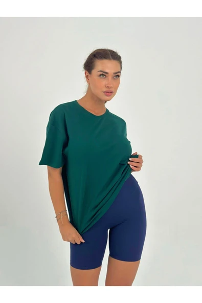 Baskısız Basıc Pamuklu Oversize T-shirt - 3