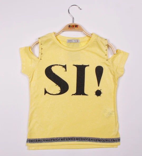 Toontoy Kız Çocuk SI Baskılı Şeritli Tişört - Resim 3