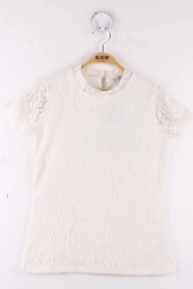 Toontoy Kız Çocuk Yaka Dantelli Okul Tişört - 3