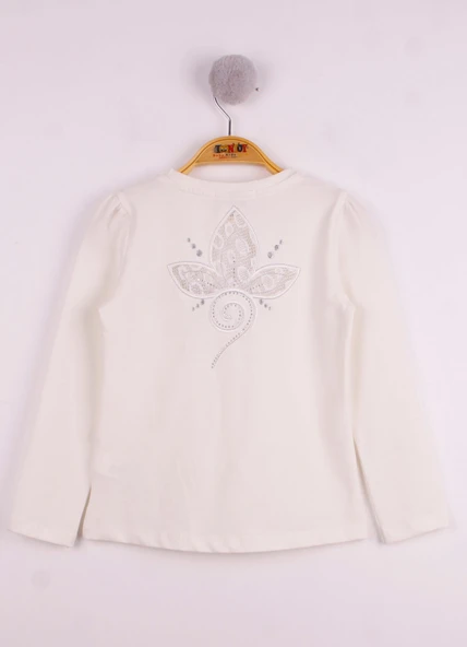 Toontoy Kız Çocuk Göğsü Çiçek Nakışlı T-Shirt - 8