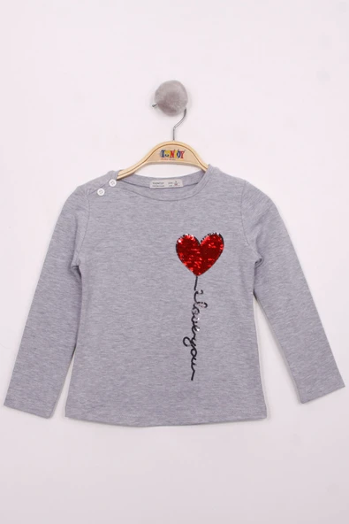 Toontoy Kız Çocuk Göğsü Pul Nakışlı T-Shirt - 11