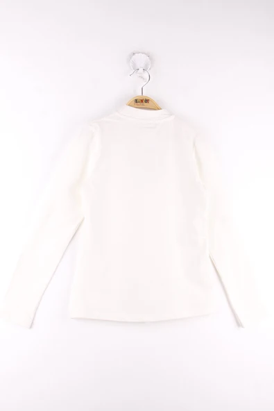 Toontoy Kız Çocuk Önü Dantelli Taşlı Okul Tişört - 4