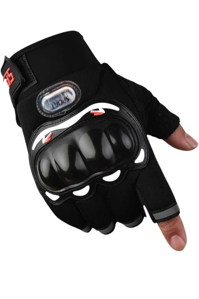 Korumalı Dokunmatik Ekran Kısa Parmak Kaymaz Motosiklet Eldiveni Bisiklet Eldiveni Outdoor Eldiven - 7