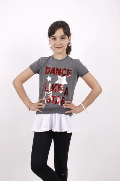 Toontoy Kız Çocuk Dance Pul Nakışlı Tişört - 3