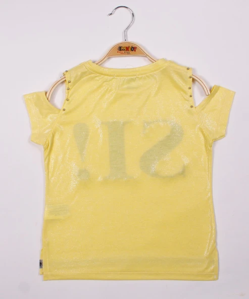 Toontoy Kız Çocuk SI Baskılı Şeritli Tişört - Resim 4