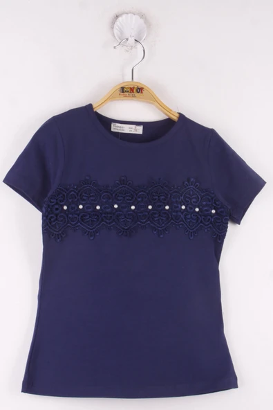 Toontoy Kız Çocuk Önü Dantelli Okul Tişört - 6