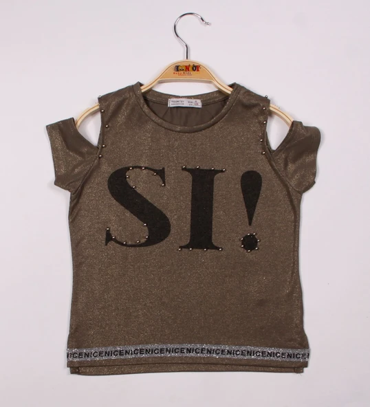 Toontoy Kız Çocuk SI Baskılı Şeritli Tişört - Resim 7