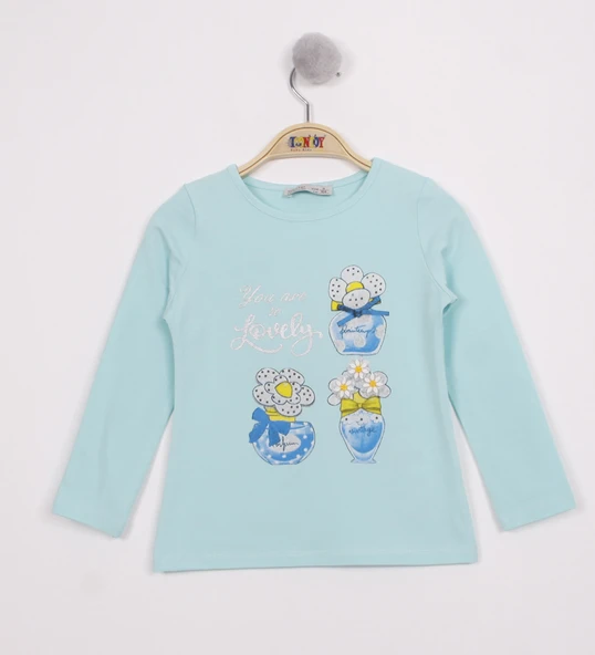 Toontoy Kız Çocuk Papatya Vazo Baskılı T-Shirt - 5