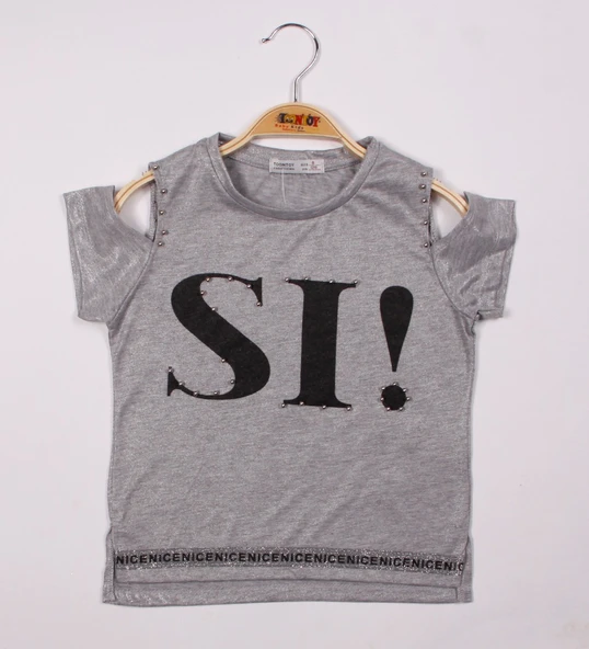 Toontoy Kız Çocuk SI Baskılı Şeritli Tişört - Resim 9