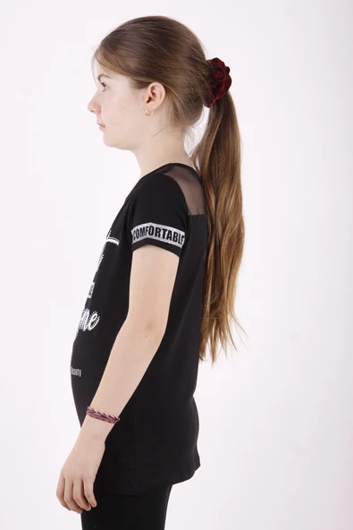 Toontoy Kız Çocuk Slogan Baskılı Tişört - 11