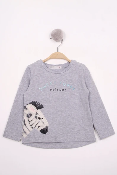 Toontoy Kız Çocuk Zebra Baskılı Nakışlı T-Shirt - 7