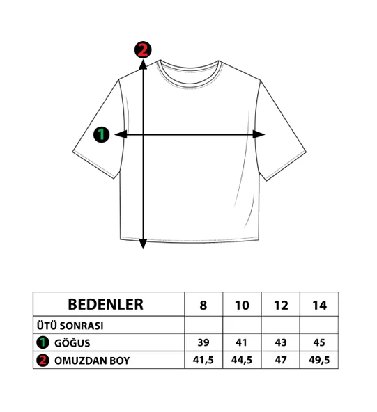 Toontoy Kız Çocuk Komple Baskılı Bağlama Detaylı Tişört - 12