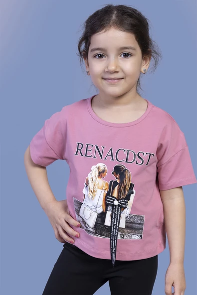 Toontoy Kız Çocuk Dijital Baskılı Arkası Detaylı Tişört - 12