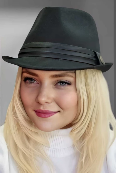 Kadın Lüks Trilby Kaşe Fötr Şapka - 4