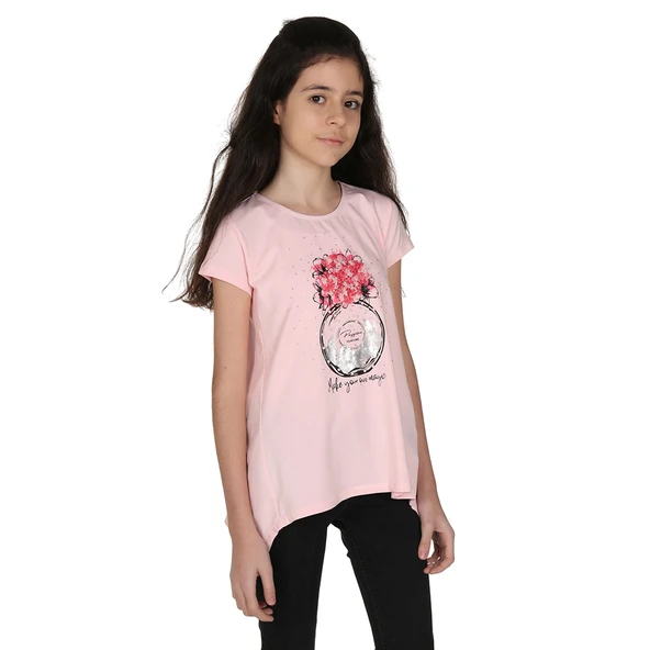 Toontoy Kız Çocuk Parfüm Nakışlı T-Shirt - 12