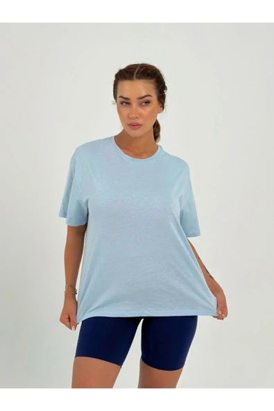 Baskısız Basıc Pamuklu Oversize T-shirt - 8