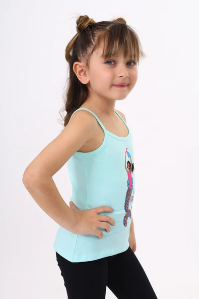 Toontoy Kız Çocuk Deniz Kızı Baskılı Pul İşlemeli Atlet - 11