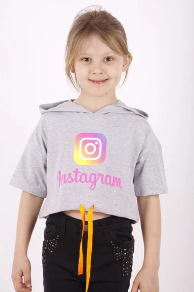 Toontoy Kız Çocuk Instagram Baskılı Kapüşonlu Tişört - 10