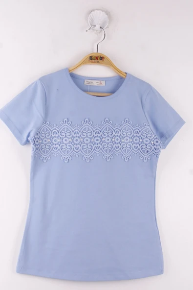 Toontoy Kız Çocuk Önü Dantelli Okul Tişört - 4