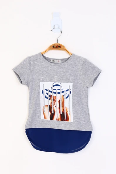 Toontoy Kız Çocuk Şapkalı Kız Baskılı Tişört - 7