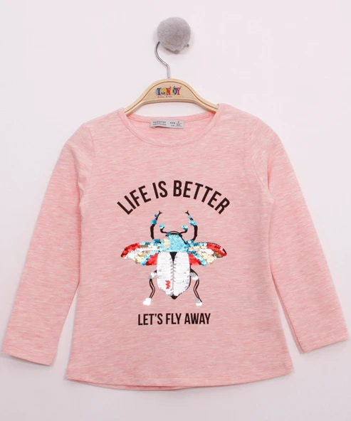 Toontoy Kız Çocuk Pullu Uğur Böceği Nakışlı T-Shirt - 6