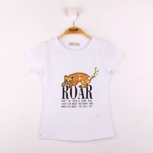 Toontoy Kız Çocuk Leopar Baskılı Pullu Tişört - 10