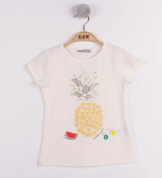 Toontoy Kız Çocuk Ananas Baskılı Tişört - 7