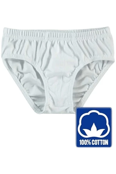 Erkek Çocuk % 100 Pamuklu 6'lı Beyaz Slip Külot - 6