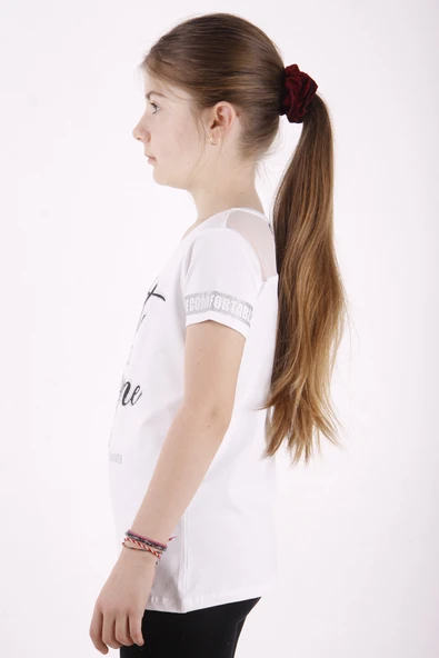 Toontoy Kız Çocuk Slogan Baskılı Tişört - 8