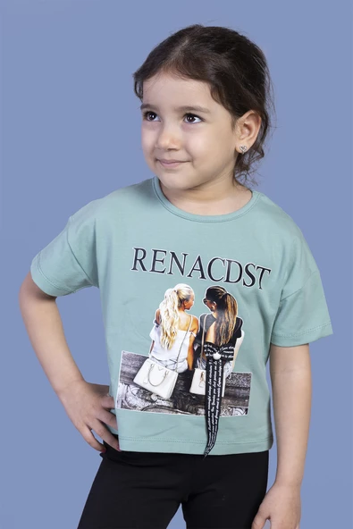 Toontoy Kız Çocuk Dijital Baskılı Arkası Detaylı Tişört