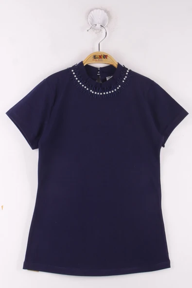 Toontoy Kız Çocuk Yaka Dantelli Okul Tişört - 3