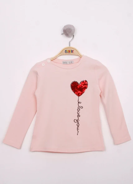 Toontoy Kız Çocuk Göğsü Pul Nakışlı T-Shirt - 5