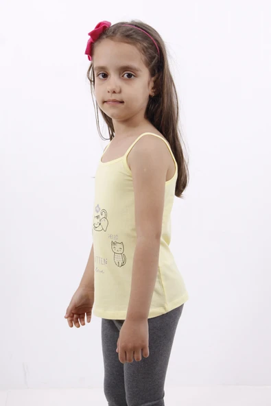 Toontoy Kız Çocuk Kedi Baskılı Atlet - 2