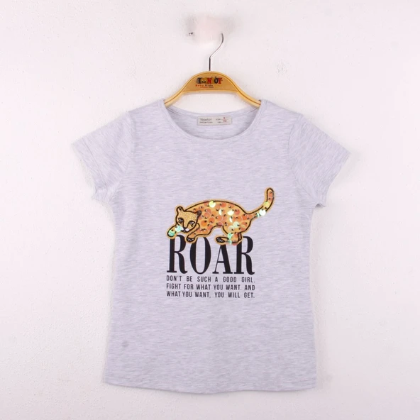 Toontoy Kız Çocuk Leopar Baskılı Pullu Tişört - 11