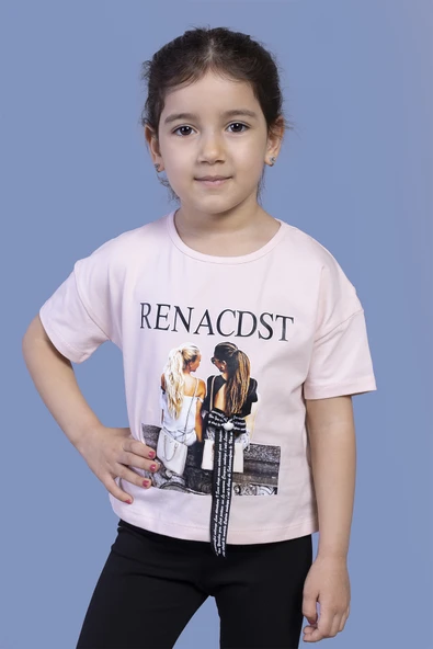 Toontoy Kız Çocuk Dijital Baskılı Arkası Detaylı Tişört - 5