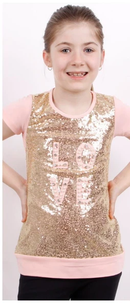 Toontoy Kız Çocuk Önü Komple Pullu Tişört - Resim 3