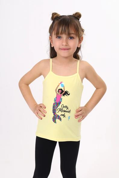 Toontoy Kız Çocuk Deniz Kızı Baskılı Pul İşlemeli Atlet