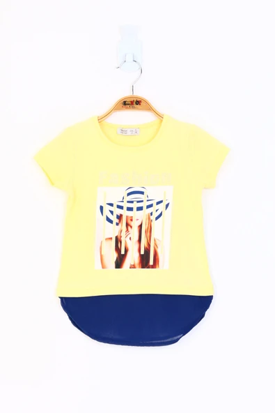 Toontoy Kız Çocuk Şapkalı Kız Baskılı Tişört - 6